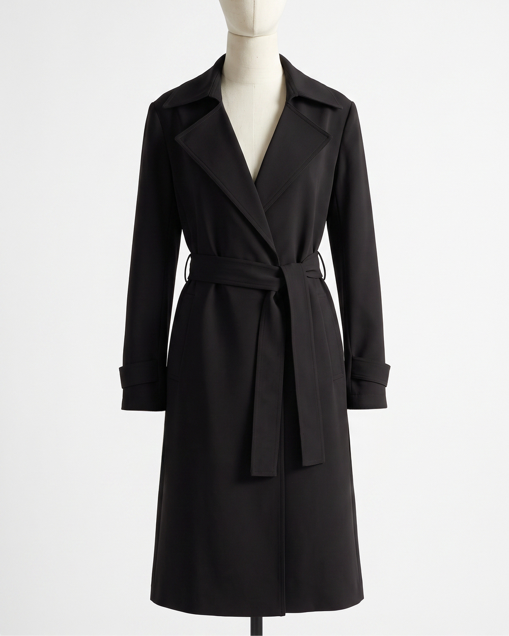 Stretch Crepe Trench Coat